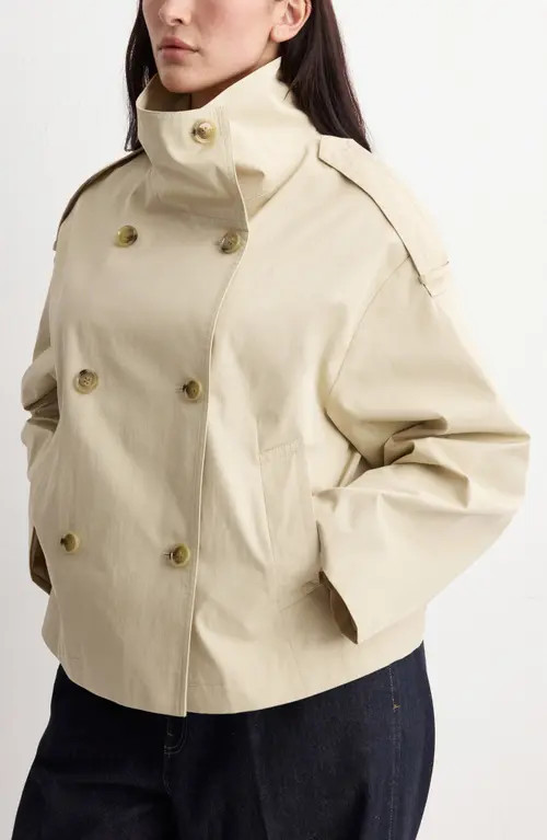MANGO Crop Trench Jacket in Beige at Nordstrom, Size 1 X | Nordstrom