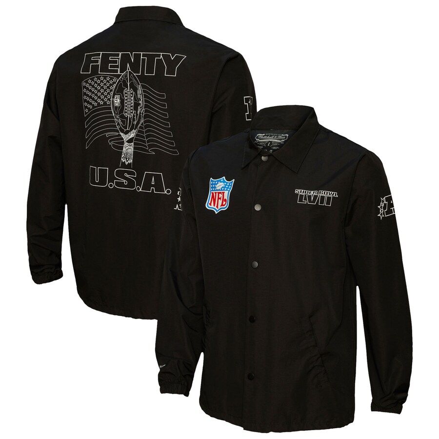 FENTY for Mitchell & Ness Unisex Super Bowl LVII Full-Snap Coaches Jacket - Black | Fanatics