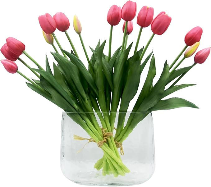 15pcs Artificial Tulips Flowers, Fake Tulips Real Touch, Faux Latex Bouquets, for Party Wedding H... | Amazon (US)