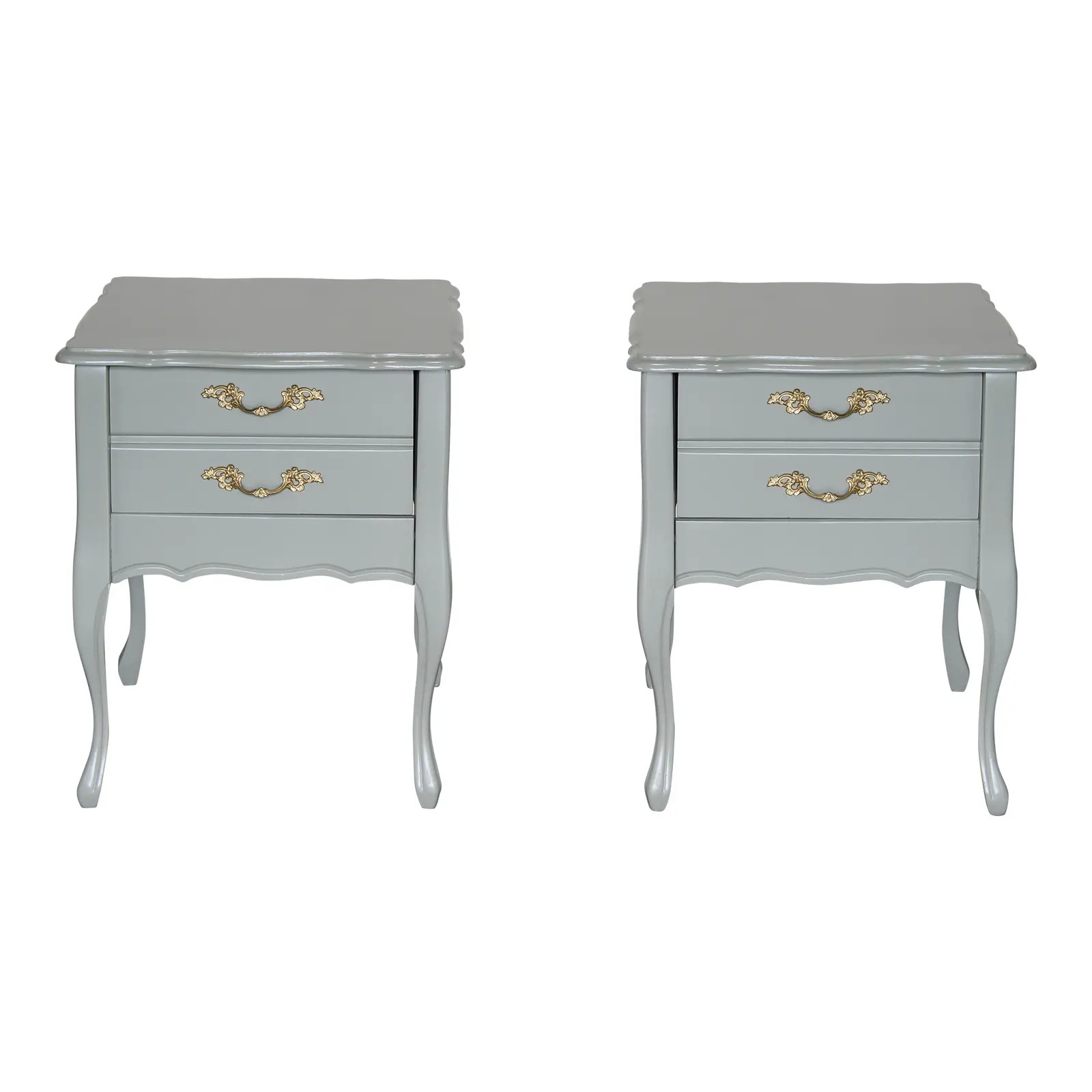 Vintage Pair of French Style Green Nightstands | Chairish