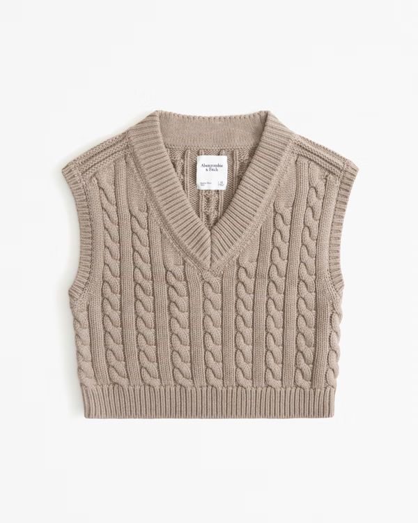 Women's Cable V-Neck Sweater Vest | Women's Clearance | Abercrombie.com | Abercrombie & Fitch (US)