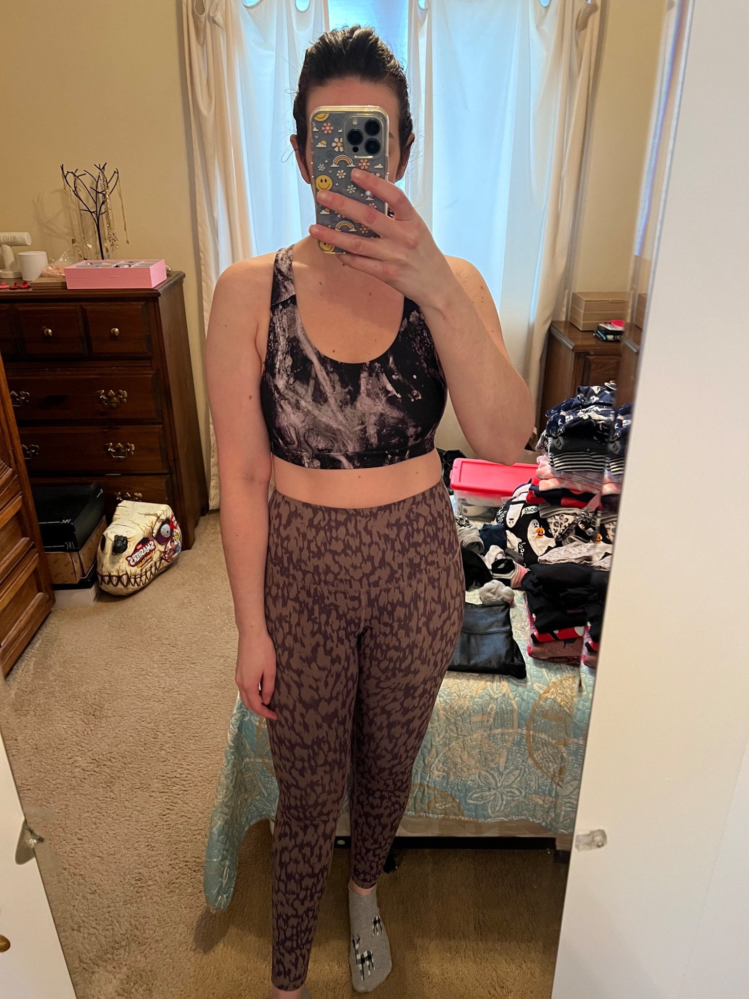 Marble workout top (m). Animal print workout leggings (s). #top #workouttop #marbletop #leggings #animalprintleggings #workoutleggings #fitnessgear #workoutgear 

#LTKActive #LTKfitnessgoals