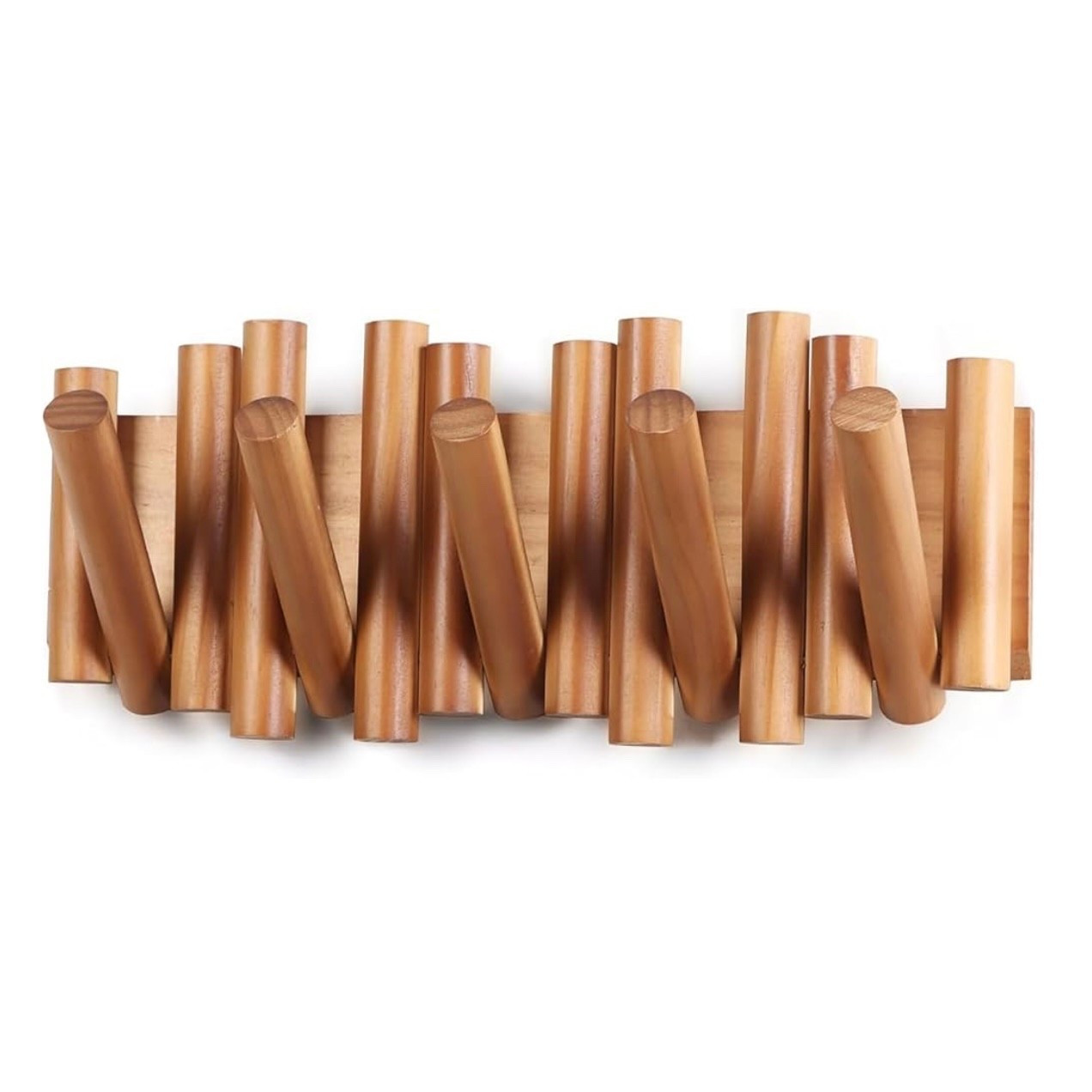 Coat Rack Wall Mount: Coat Rack with 5 Foldable Hooks, Space-Saving Natural Wood Storage Organizer for Entryway, Bedroom, or Office, Sleek Design, Easy Installation (Brown)

#LTKHome