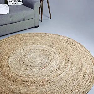 Hausattire Hand Woven Jute Braided Rug, 4' Round - Natural, Reversible Area Rugs for Living Room,... | Amazon (US)