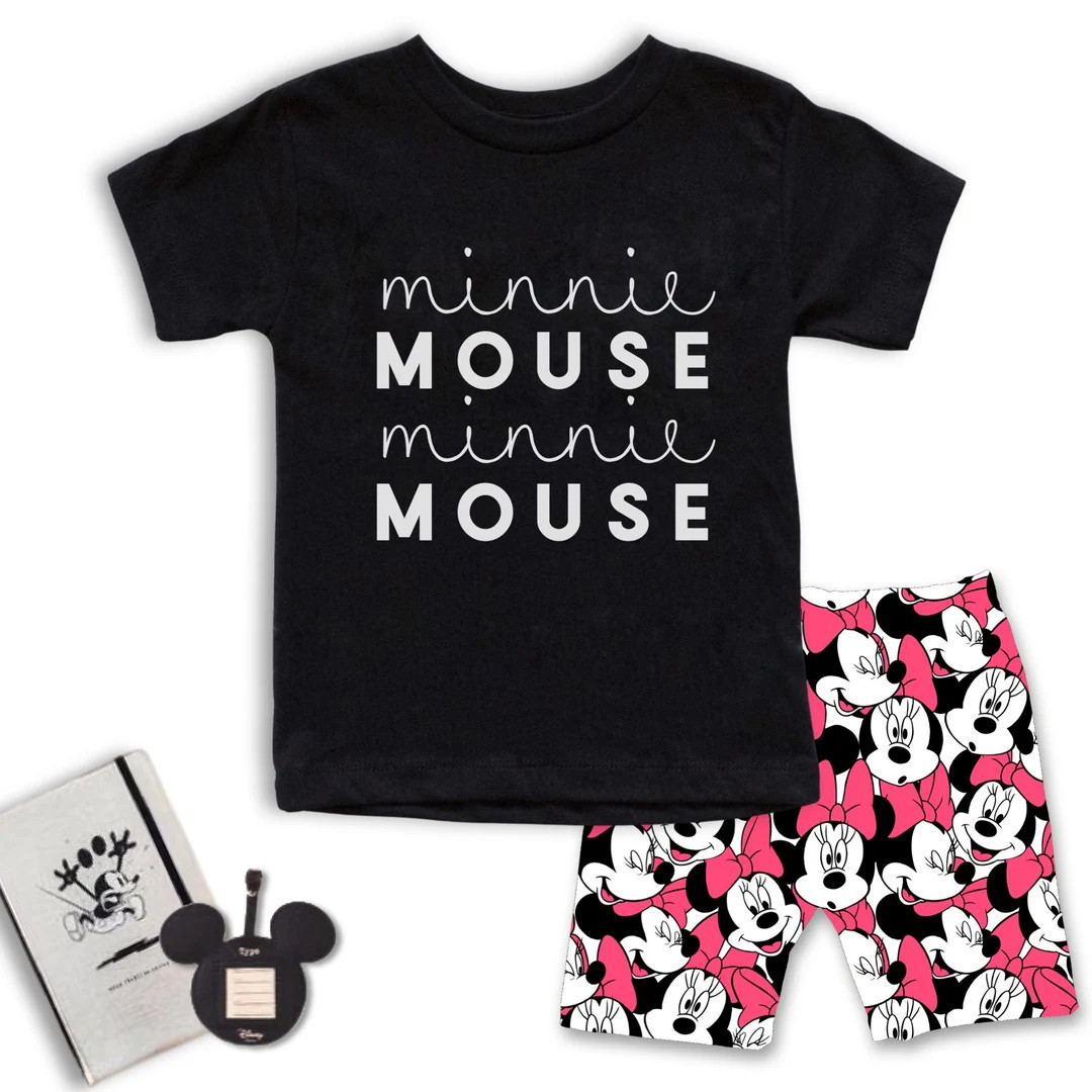 Girls Minnie Mouse Tee Bike Shorts Set Disney Vacation Tee - Etsy | Etsy (US)