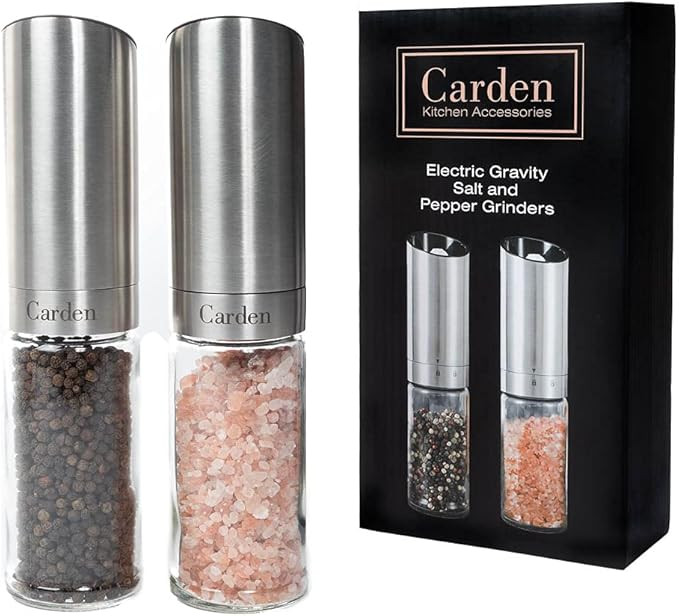 Carden Kitchen Electronic, Stainless Steel, Gravity Salt and Pepper Grinder Set, Automatic Batter... | Amazon (US)