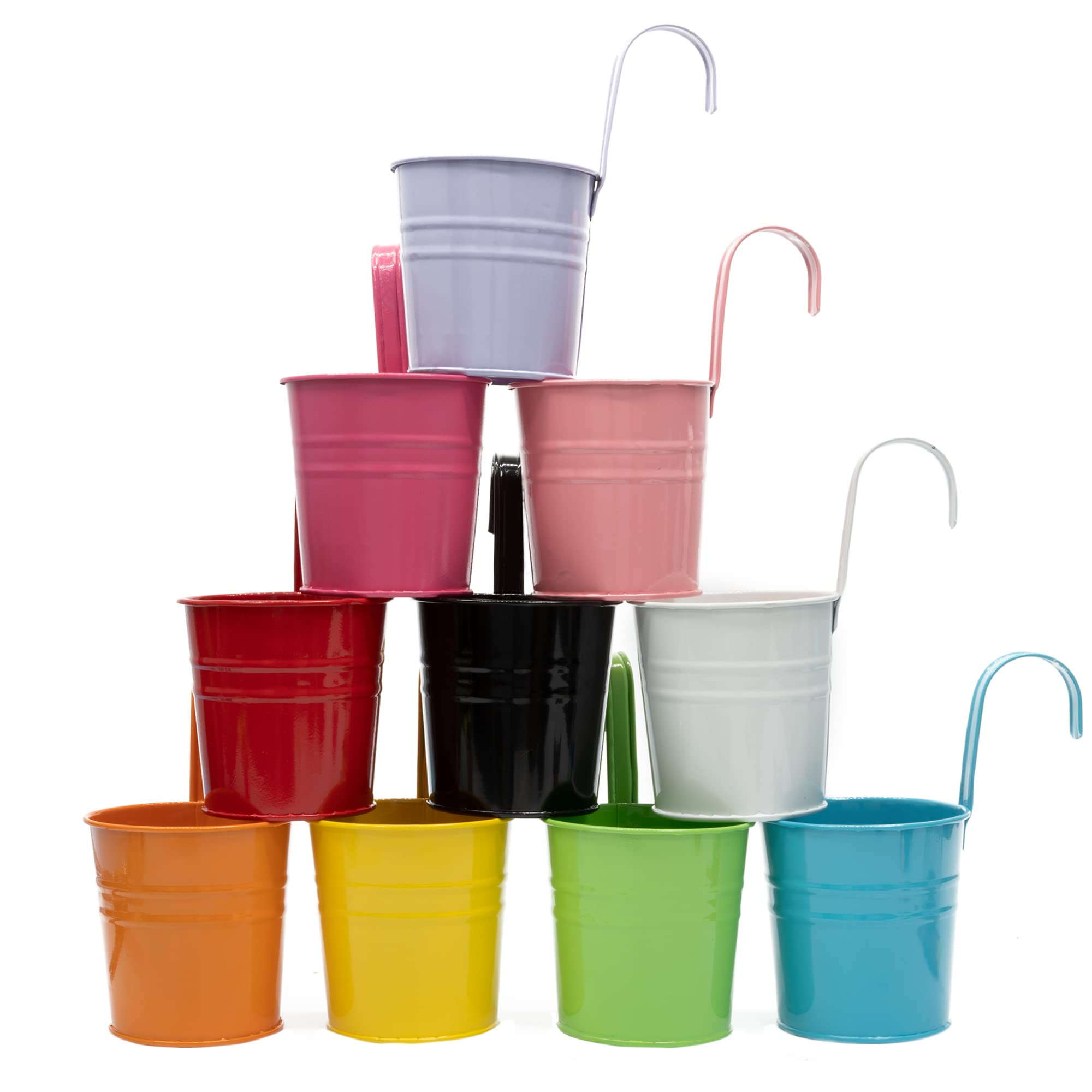 Pelle & Sol 10 Pack Metal Flower Hanging Pot Vase Bucket with Detachable Hook - Garden Hanger Pla... | Amazon (UK)