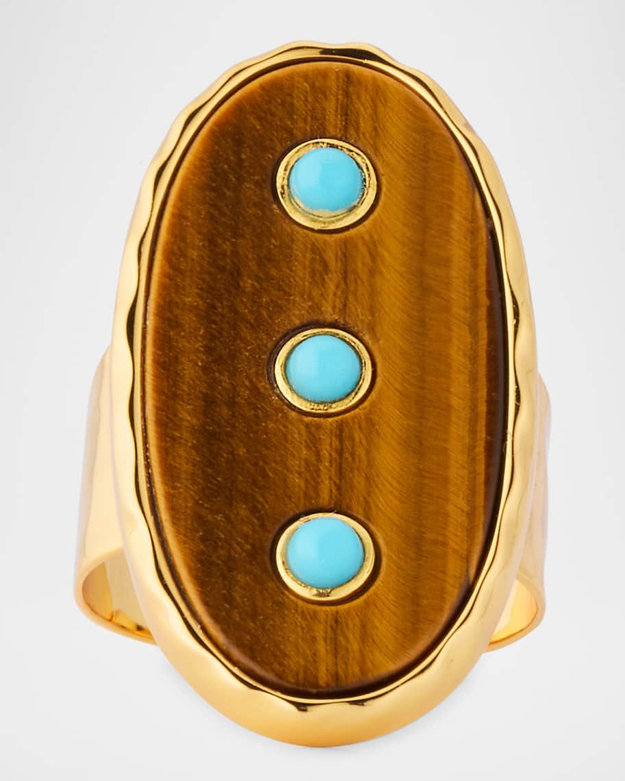 Tigers Eye Turquoise Studded Adjustable Ring | Neiman Marcus