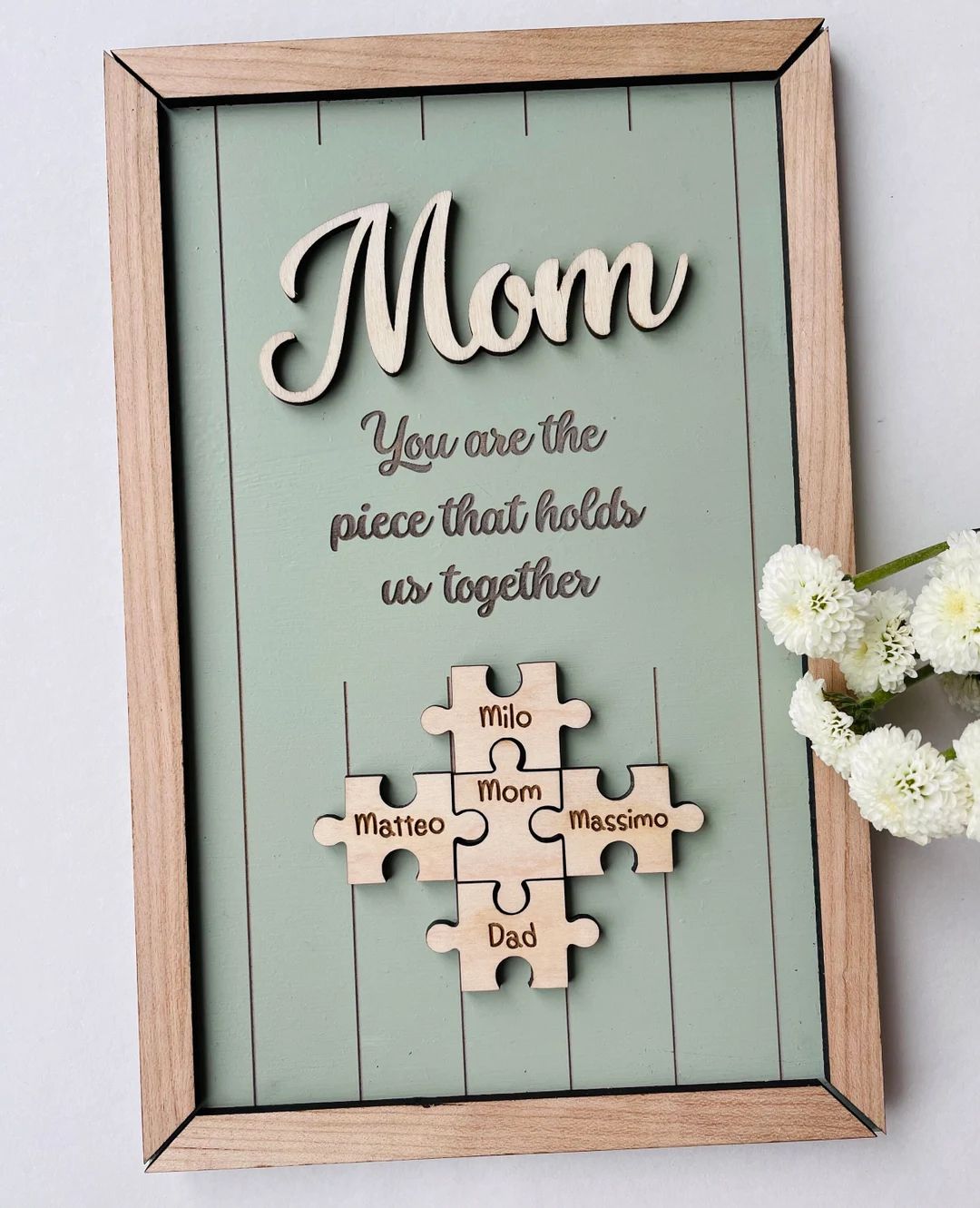 Mom Puzzle Sign Mother's Day Gift From Kids Husband Custom Engraved Wood Sign Piece That Holds Us... | Etsy (US)