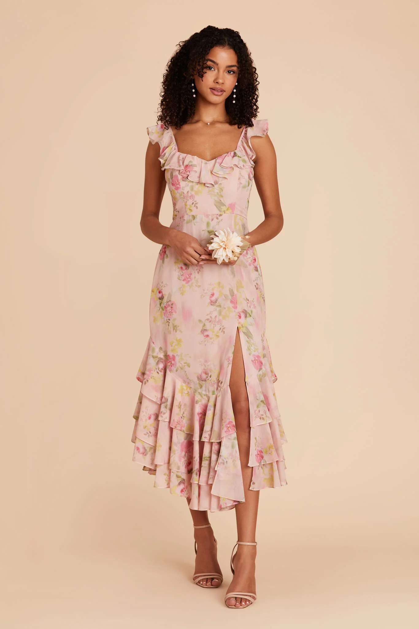 Ginny Chiffon Dress - Vintage Pink Floral | Birdy Grey