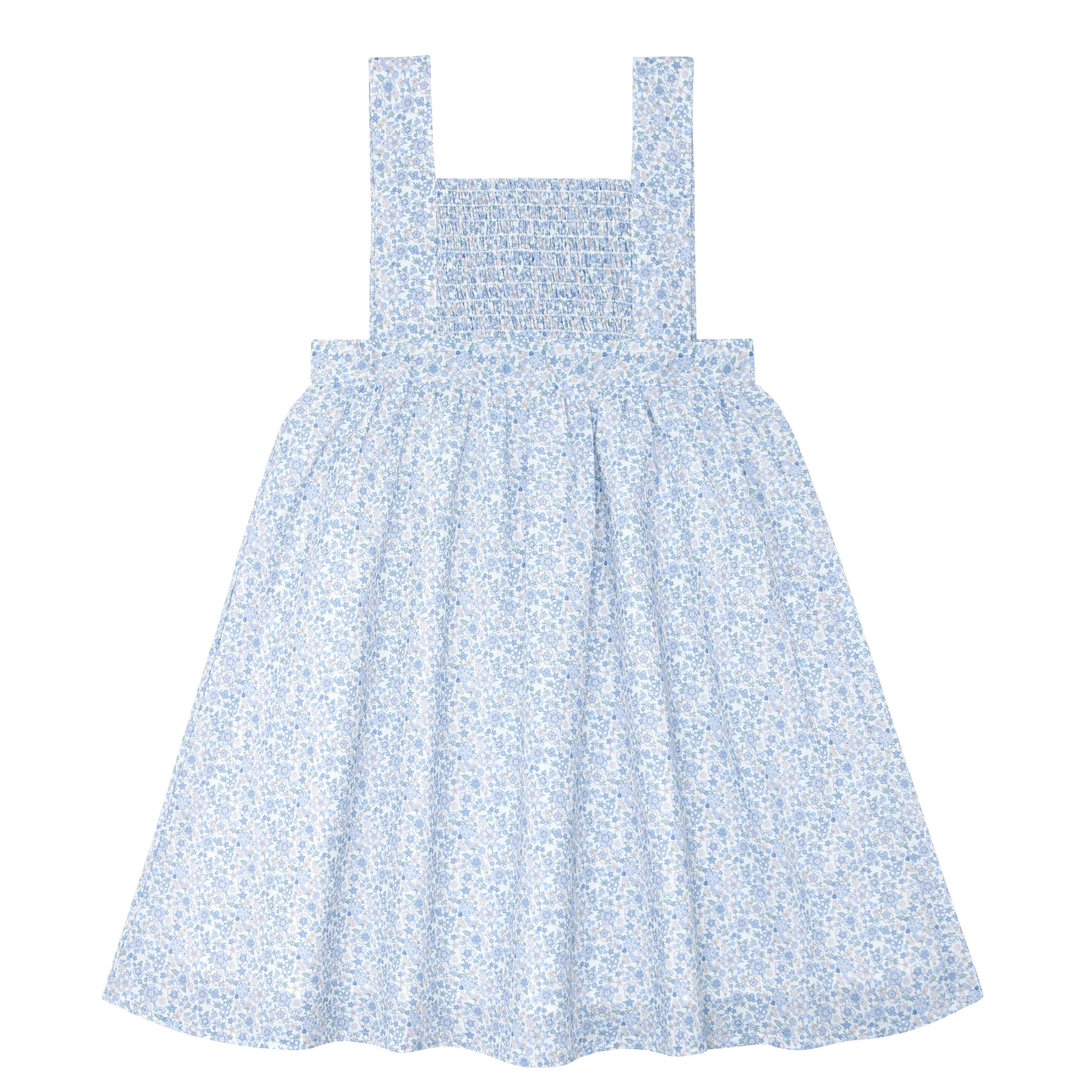 girls slate floral smocked bib dress | minnow