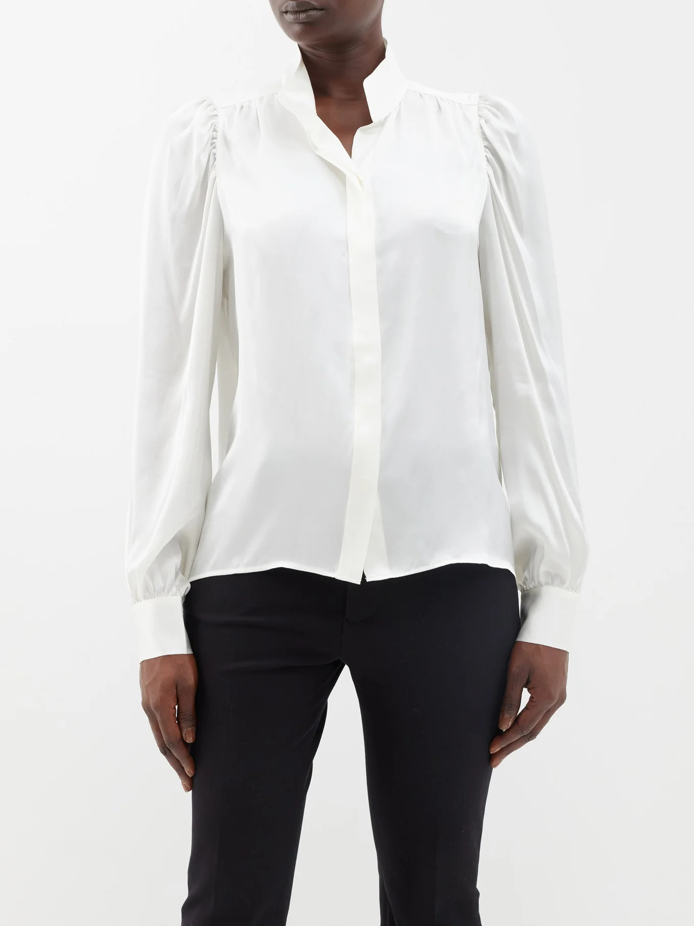 Gillian puff-sleeve silk shirt | FRAME | Matches (UK)