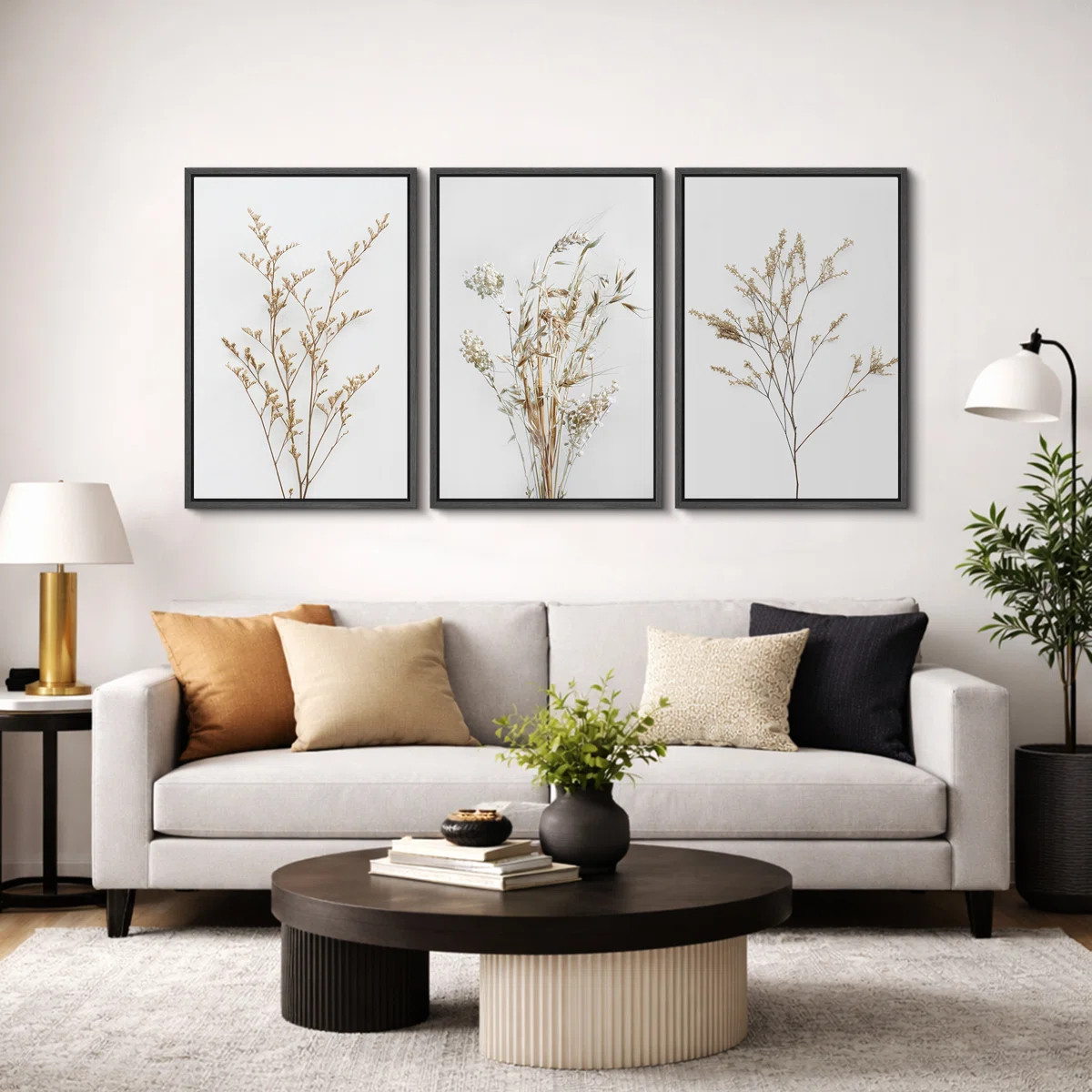 Minimal Botanical "Neutral Wildflowers Floral Artwork, Simple Organic Modern Wall Pictures, Large... | Wayfair North America