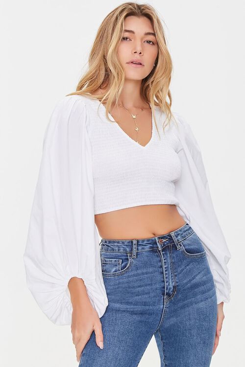 Balloon-Sleeve Crop Top | Forever 21 (US)