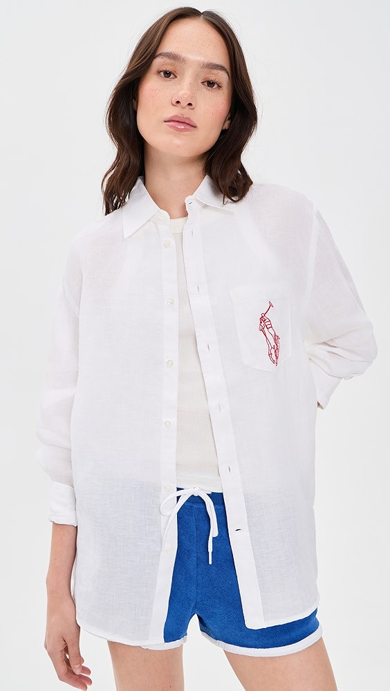 Polo Ralph Lauren Embroidered Pocket Linen Button Down | Shopbop | Shopbop