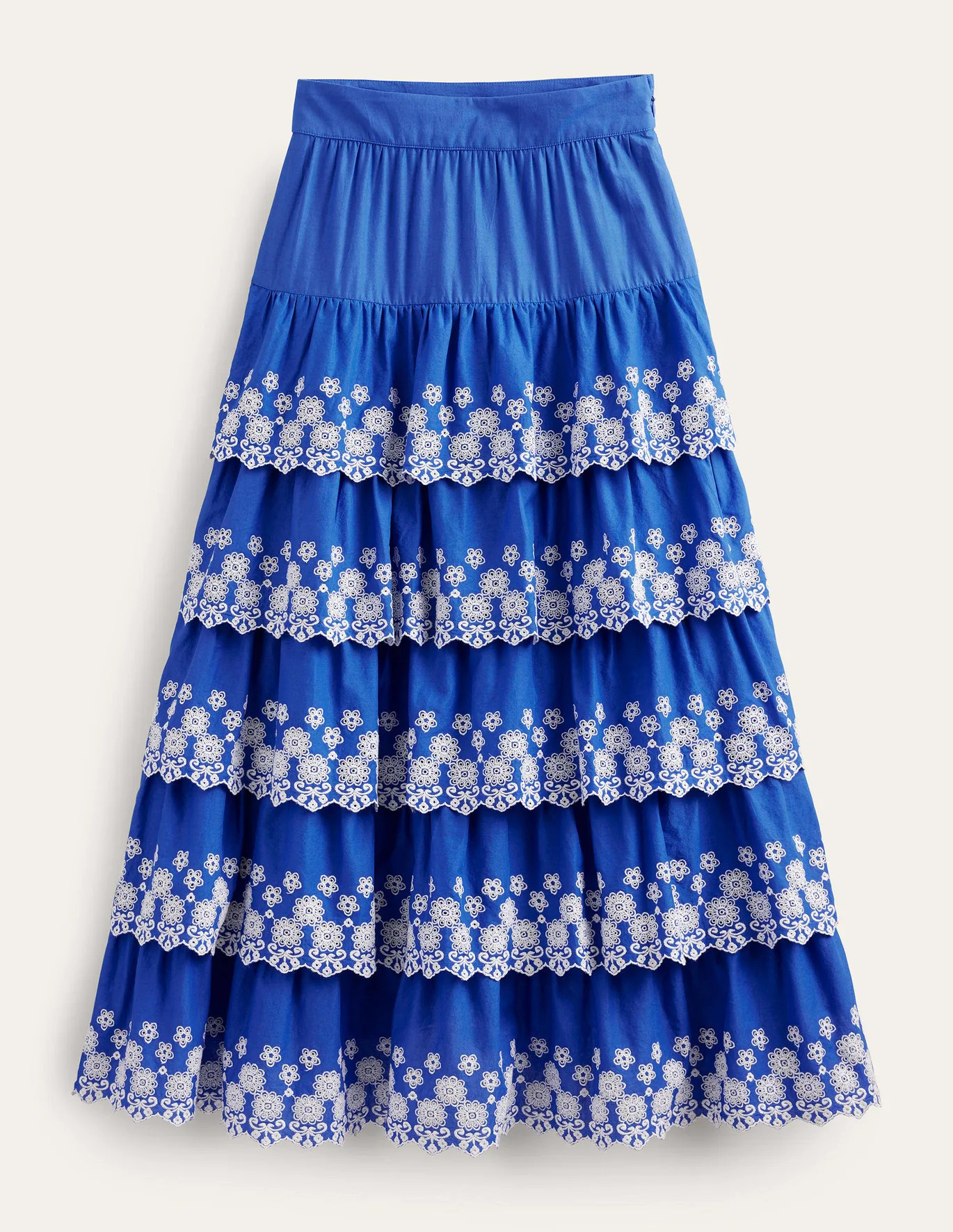 Multi Tiered Broderie Skirt - Island Blue | Boden (US)