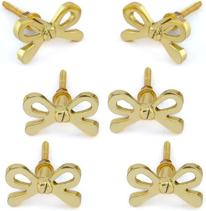 Perilla Home Set of 6 Brass Bow Knobs for Cabinet & Drawers Decorative Bow Knobs for Home Kitchen... | Amazon (US)
