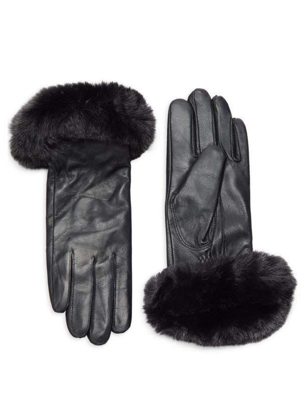 Faux Fur Cuff Leather Gloves | Saks Fifth Avenue OFF 5TH