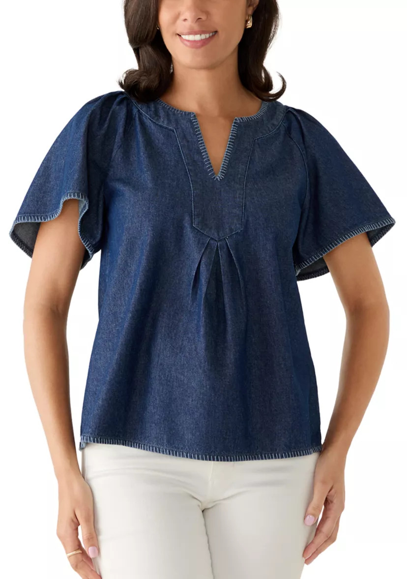 Women's Split Neck Printed Top | Belk