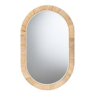 bali & pari Bella 21.3 in. W x 33.1 in. H Oval Natural Rattan Framed Mirror 226-13097-HD - The Ho... | The Home Depot