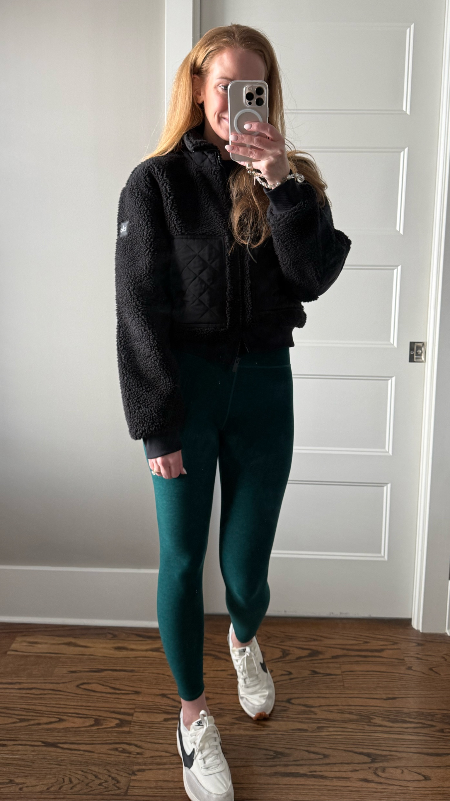 Monday Mood…cozy black Alo Sherpa and Vuori leggings. 
Two of my favorite athleisure staples! 

#LTKFitness #LTKActive #LTKOver40