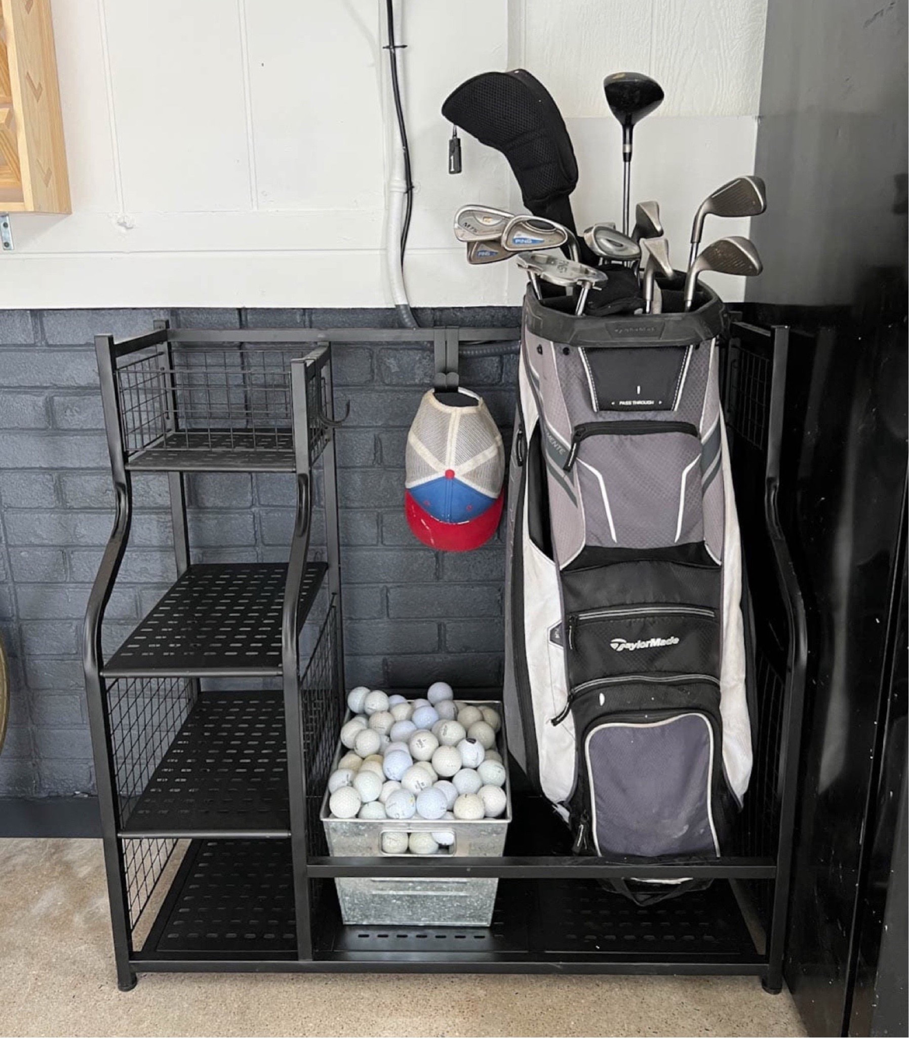 Golf Storage Rack: A place for their golf shoes, bags, balls, and more! Garage organization, garage storage, shop, spring cleaning #LTKmens

#LTKHome
