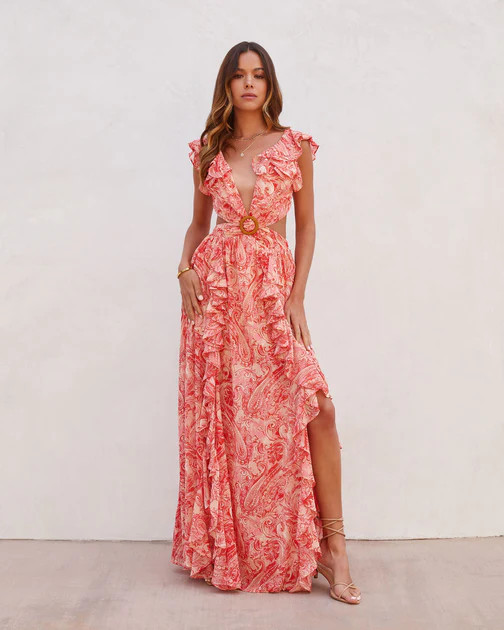 Daniella Paisley Ruffle Cutout Maxi Dress | VICI