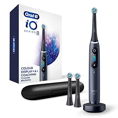 Oral-B iO Series 8 Electric Toothbrush with 2 Replacement Brush Heads and Travel Case, Rechargeable Toothbrush, Black Onyx | Amazon (US)
