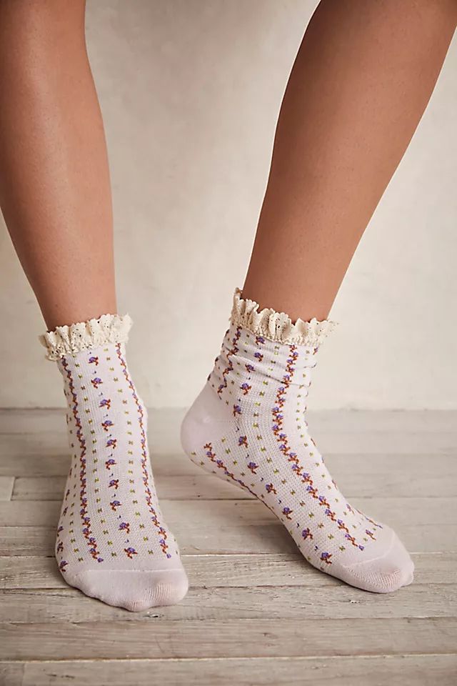 Rosebud Waffle Knit Ankle Socks | Free People (Global - UK&FR Excluded)