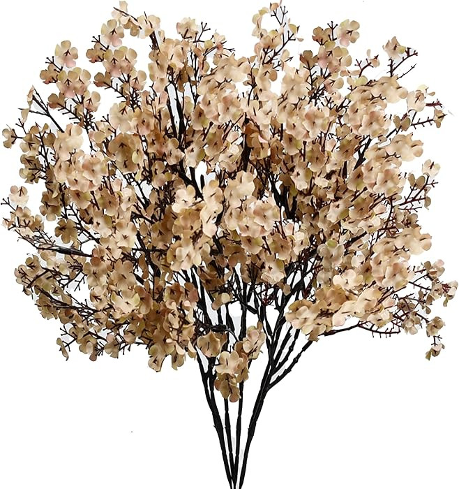 Mandy's Light Brown Artificial Baby’s Breath European Flowers 6 Bundles Silk Gypsophila with Be... | Amazon (US)