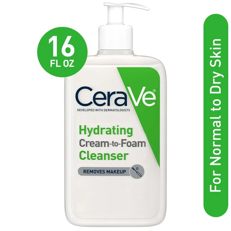 CeraVe Hydrating Cream-to-Foam Cleanser | Makeup Remover and Face Wash with Hyaluronic Acid | Fra... | Walmart (US)