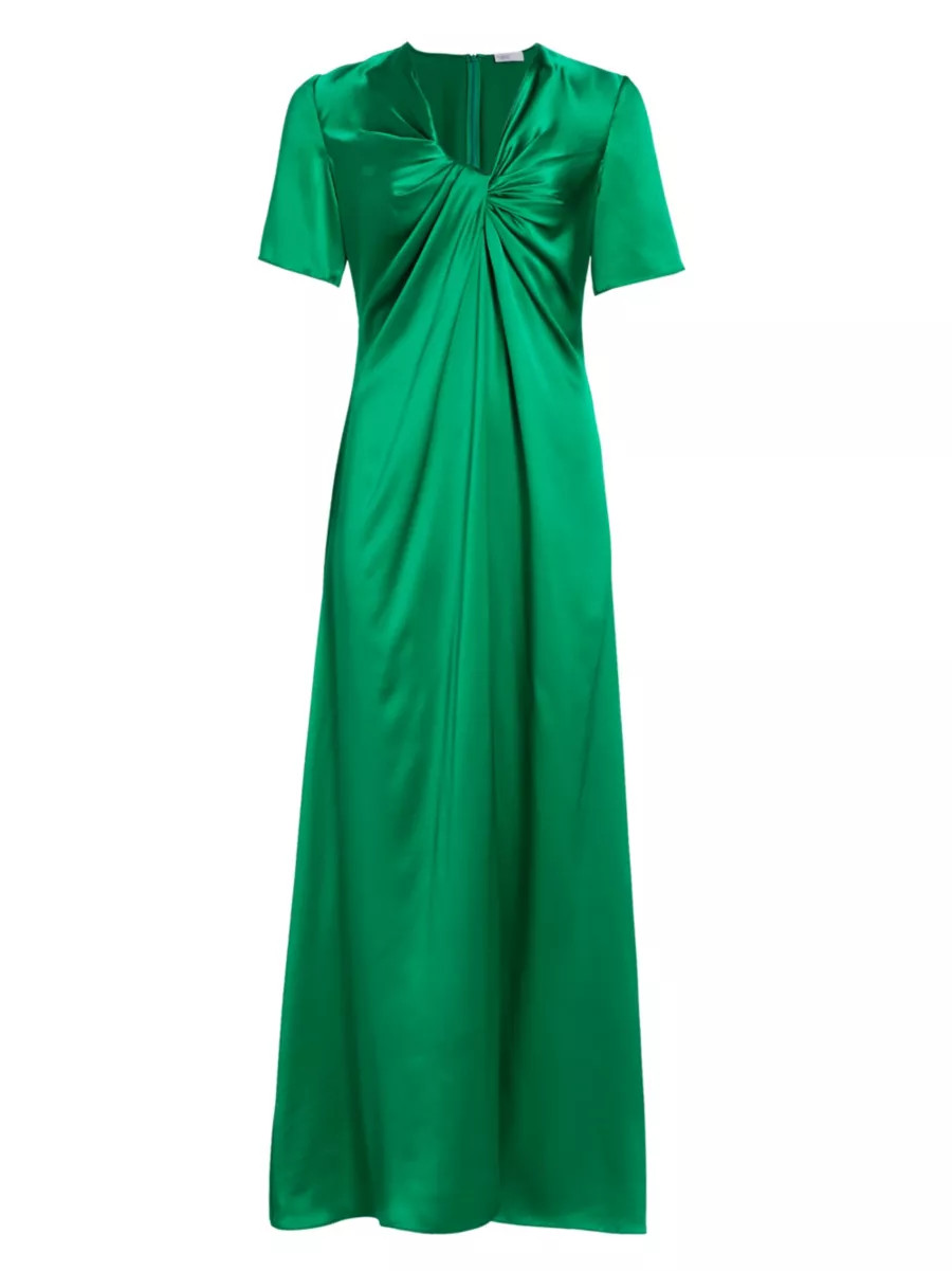 Silk Twisted Short-Sleeve Gown | Saks Fifth Avenue