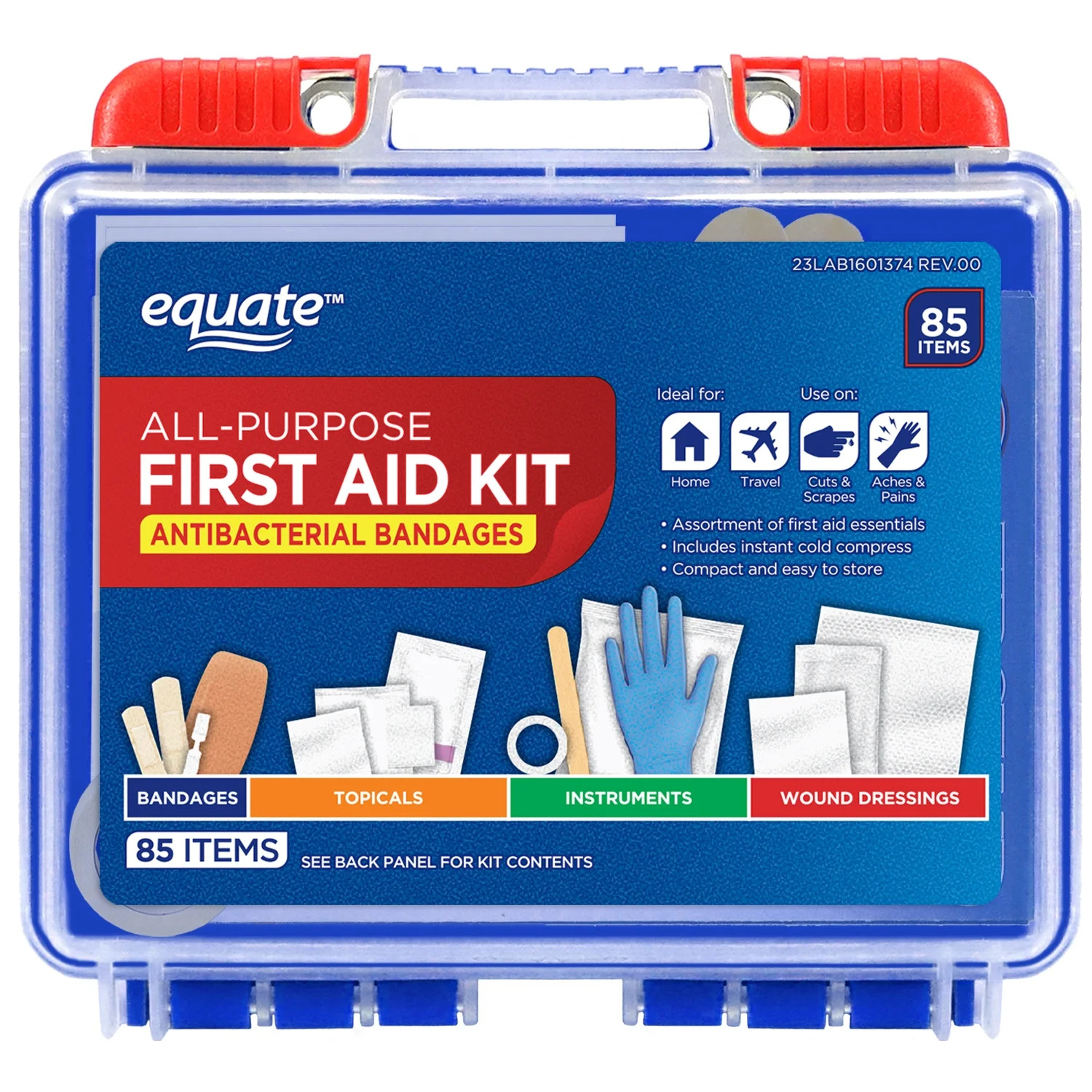 Equate On-the-Go First Aid Kit - Home, Travel, Office, Auto, School, 85 Pieces | Walmart (US)