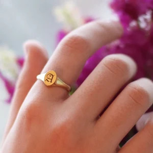 14k Gold Signet Ring,Initial Ring,Personalized Ring,Gold Ring Custom Initials,Sterling Silver Ini... | Etsy (US)