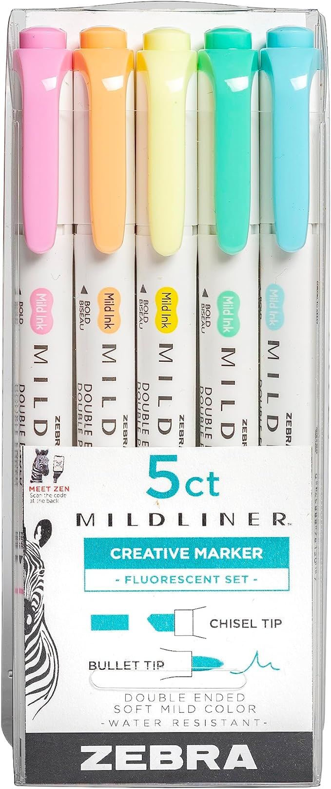 Zebra Pen Mildliner Double Ended Highlighter Set, Broad and Fine Point Tips, Assorted Fluorescent... | Amazon (US)