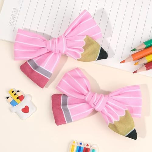 2pc Back to School Pencil Hair Bows Clips For Girls Students First Day School Cheer Barrettes All... | Amazon (US)