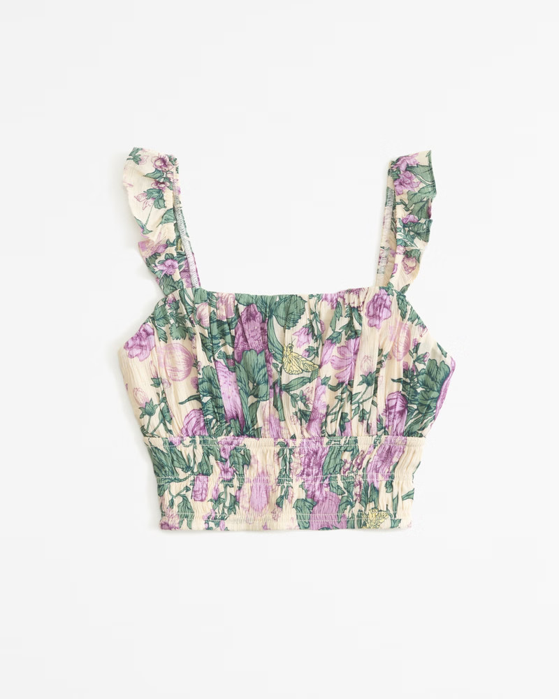 Women's Crinkle Textured Ruffle Set Top | Women's Tops | Abercrombie.com | Abercrombie & Fitch (US)