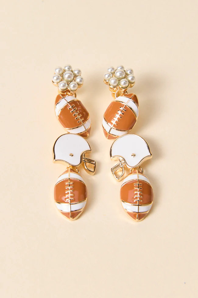 Prescott Brown Football Linear Earrings | Pink Lily