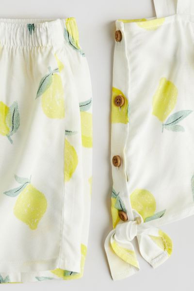 2-piece Set - Square Neckline - Sleeveless - White/lemons - Kids | H&M US | H&M (US + CA)