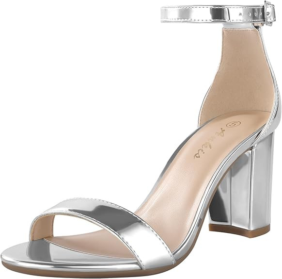 Ankis Heels for Women Open Toe Ankle Strap Chunky Heel Sandals 2.75 Inch | Amazon (US)