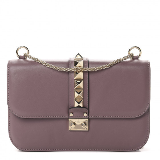 Vitello Medium Glam Lock Rockstud Flap Mauve | Fashionphile