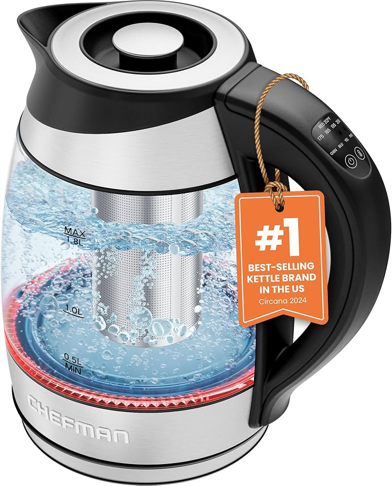 Chefman Electric Kettle with Temperature Control, 5 Presets LED Indicator Lights, Removable Tea I... | Amazon (US)