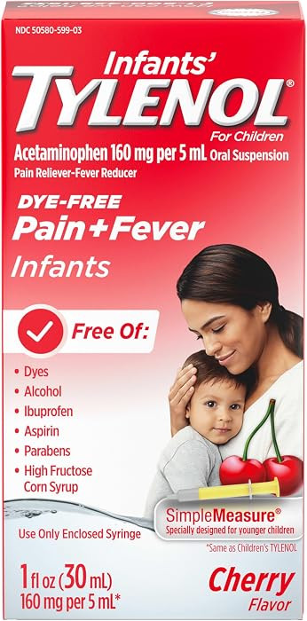Infants\u2019 Tylenol Dye Free Acetaminophen, Free of Alcohol, Aspirin and Ibuprofen, Oral Suspen... | Amazon (US)