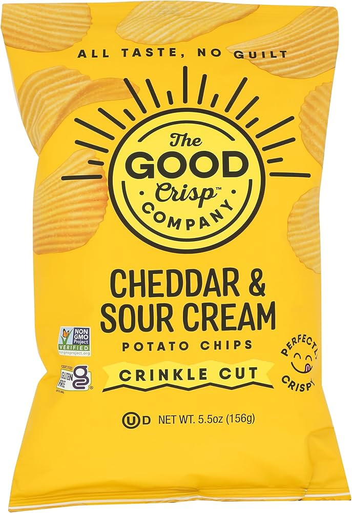 THE GOOD CRISP COMPANY Cheddar & Sour Cream Crinkle Cut Potato Chips, 5.5 OZ | Amazon (US)
