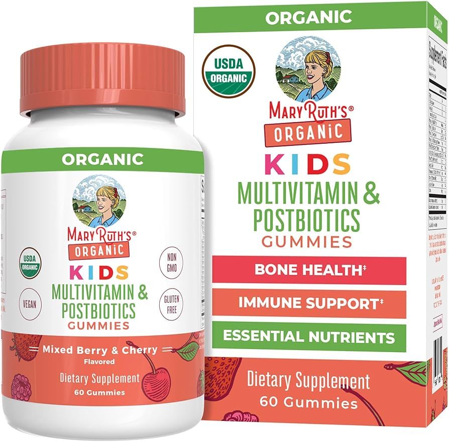 MaryRuth Organics Kids Vitamins, USDA Organic, Kids Multivitamin Gummies + Postbiotics for Ages 4... | Amazon (US)