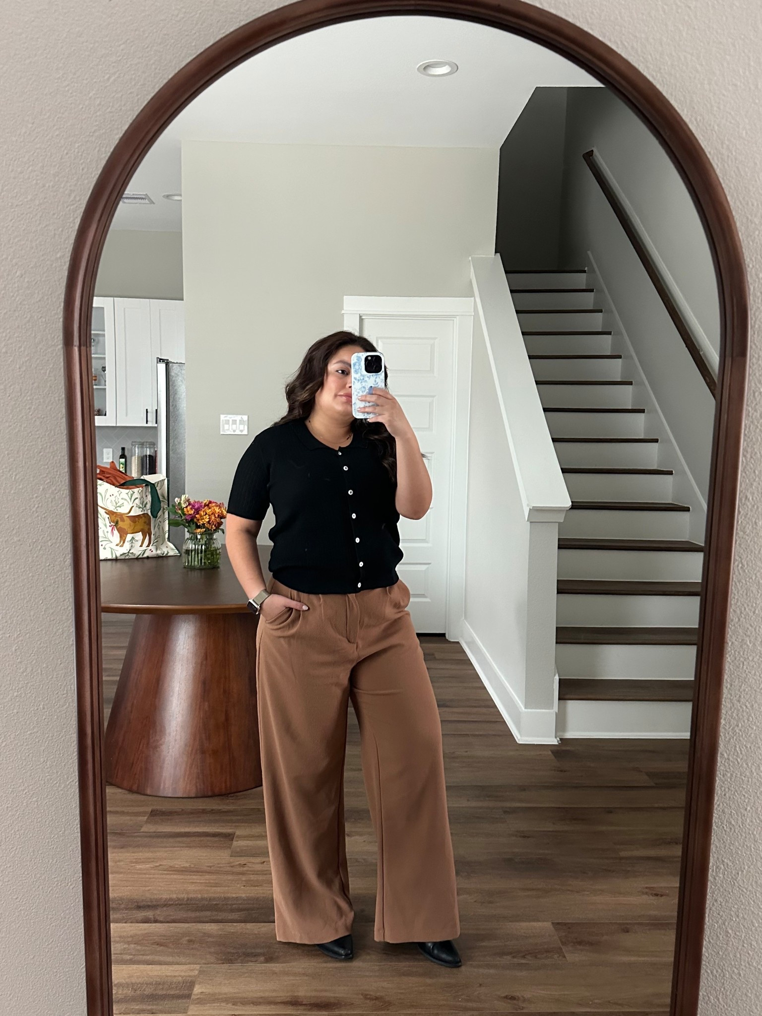 Office look, women slacks, wide leg brown pants, cowgirl boots , black boots 

#LTKCyberWeek #LTKFindsUnder100 #LTKootd