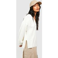 Womens Soft Knit Slouchy Sweater - White - S | boohoo (US & Canada)
