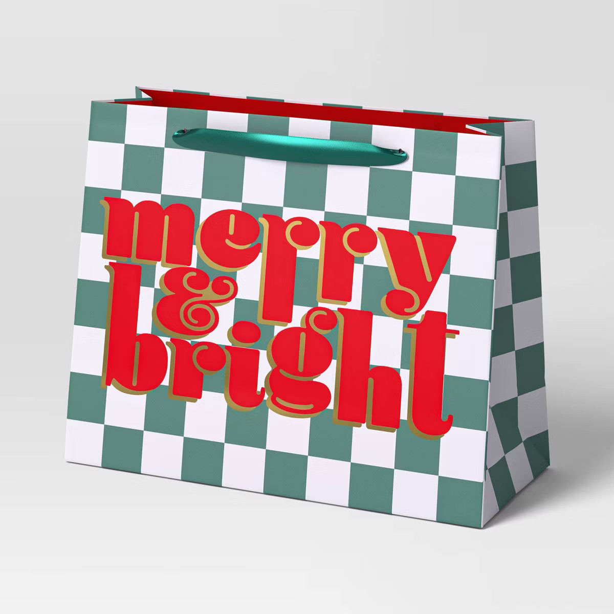 Foil 'Merry & Bright' Vogue Christmas Gift Bag Green - Wondershop™ | Target