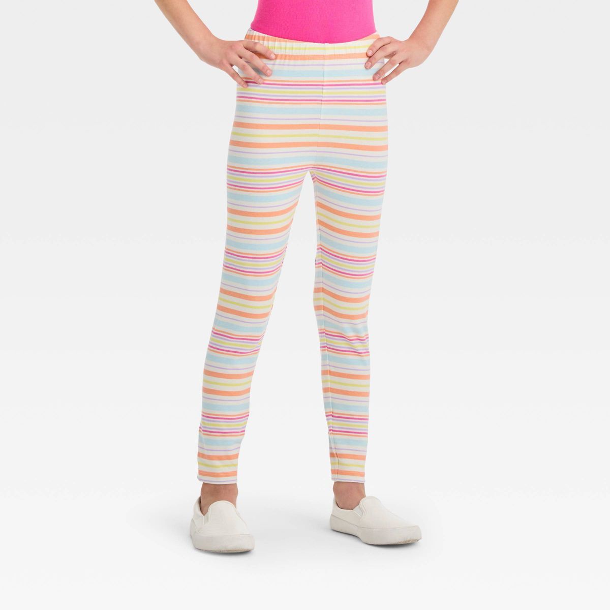 Girls' Striped Leggings - Cat & Jack™ Cream | Target