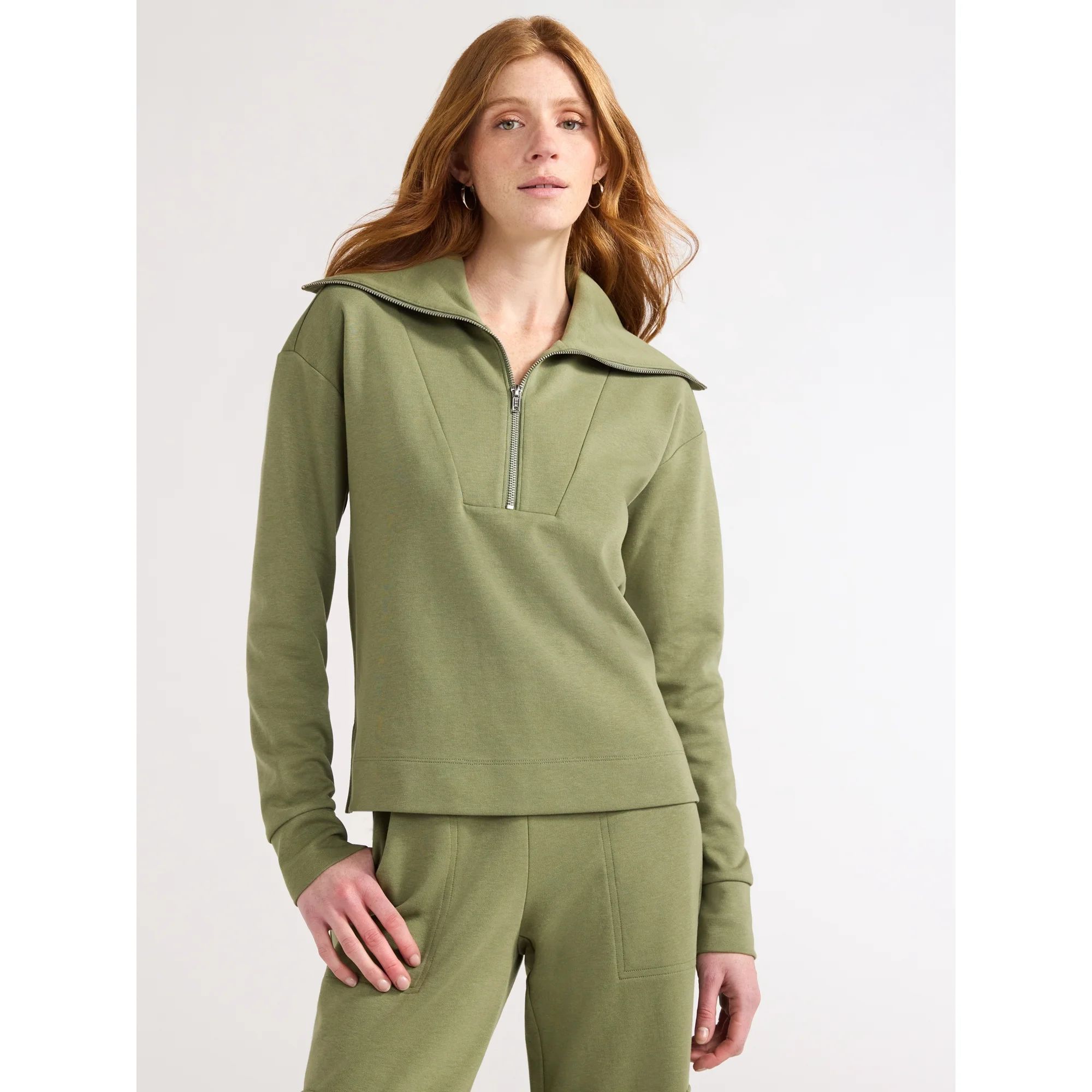 Free Assembly Women's Half Zip Pullover Sweatshirt, Sizes XS-XXL | Walmart (US)